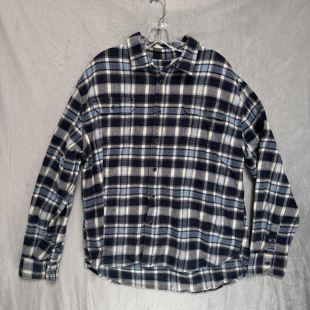 JACHS Shirt Mens XL Blue Plaid Flannel Long Sleeve Button Front Pockets Casual